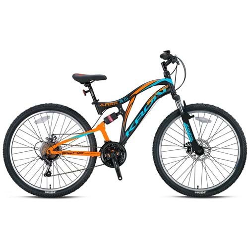 KRON ARES 3.0 26 MTB 16.5 İNÇ 21 VİTES ÇİFT AMT. V FREN MAT SİYAH NEON TURUNCU KOYU TURKUAZ